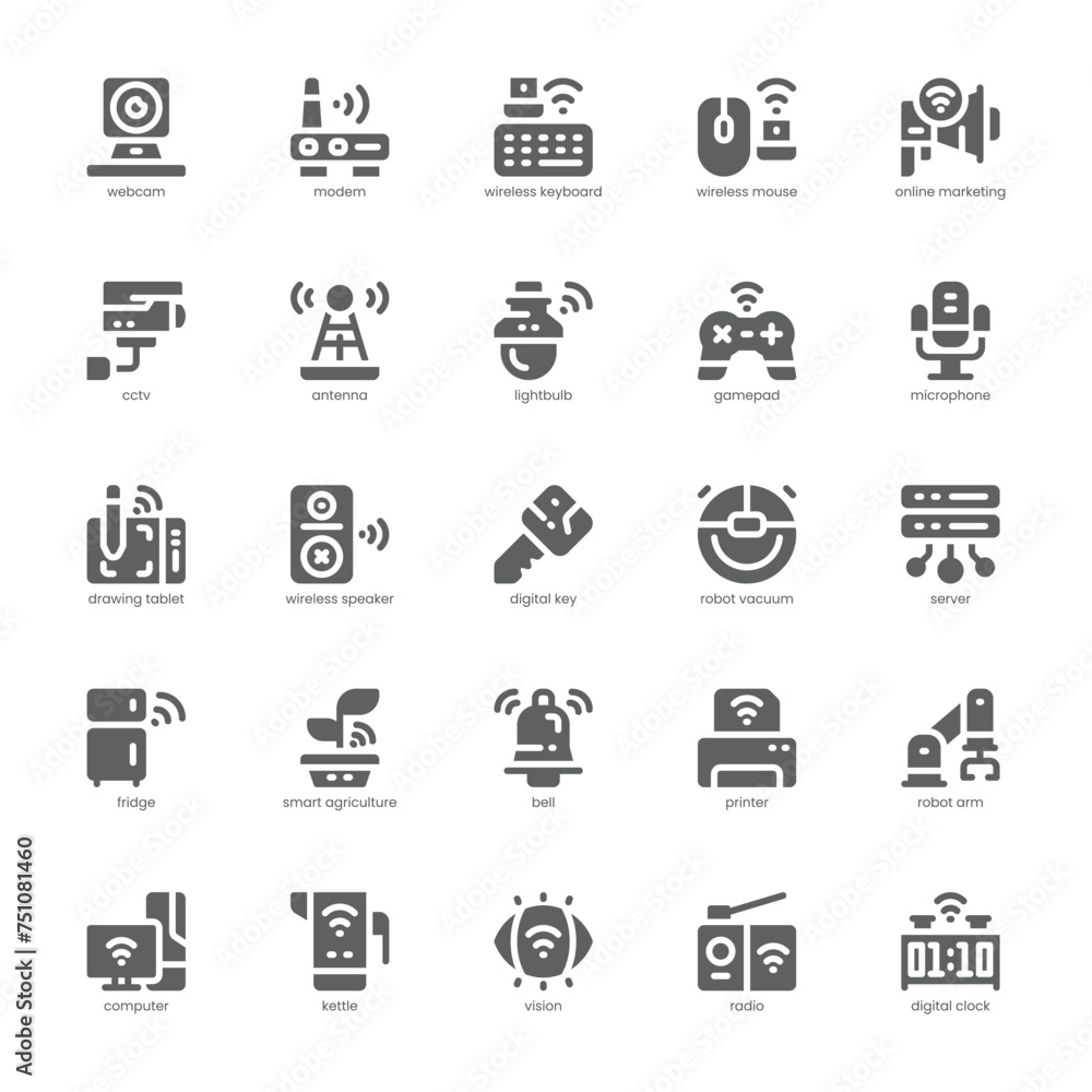 Digital Technology icon pack for your website, mobile, presentation, and logo design. Digital Technology icon glyph design. Vector graphics illustration and editable stroke.