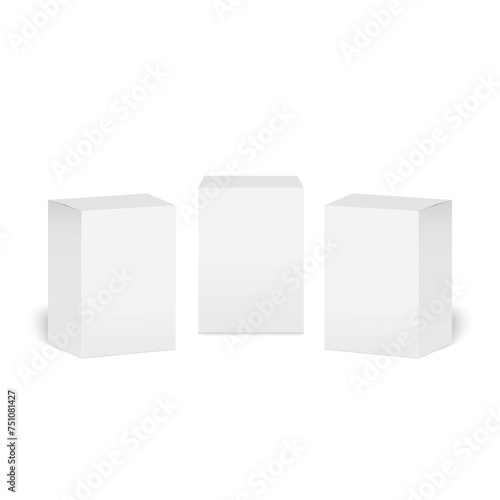 Realistic white box packaging isolated on white background. vector © Azad Mammedli