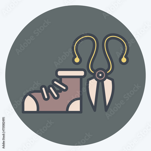 Icon Scissors. related to Shoemaker symbol. color mate style. simple design editable. simple illustration