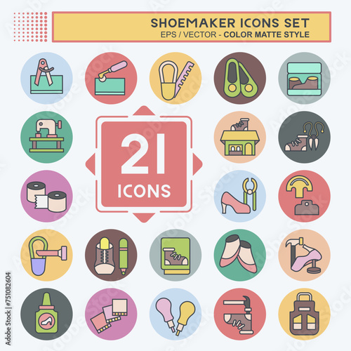 Icon Set Shoemaker. related to Shoes symbol. color mate style. simple design editable. simple illustration