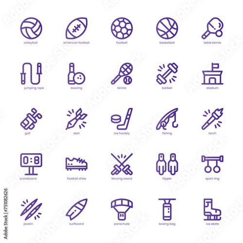 Sport and Olympic icon pack for your website, mobile, presentation, and logo design. Sport and Olympic icon basic line gradient design. Vector graphics illustration and editable stroke.