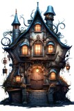 Illustration of a fairy tale house on a white background - digitally rendered