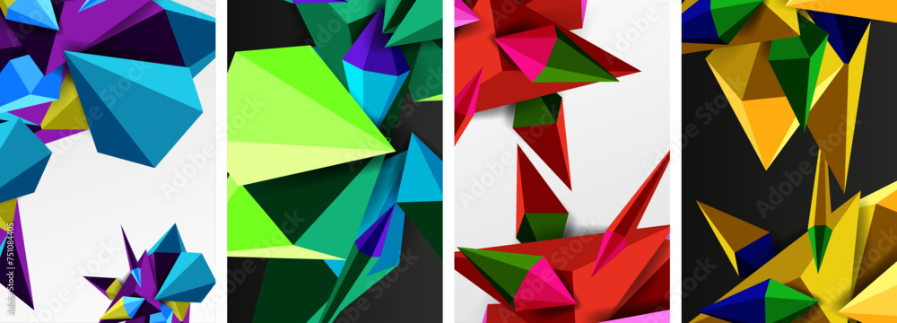 Triangle abstract concepts poster set with geometric minimal designs Triangle abstract concepts poster set with geometric minimal designs