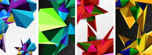 Triangle abstract concepts poster set with geometric minimal designs