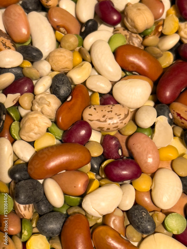 Colorful dried beans background texture