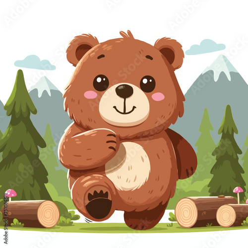 cute bear vector on white background.