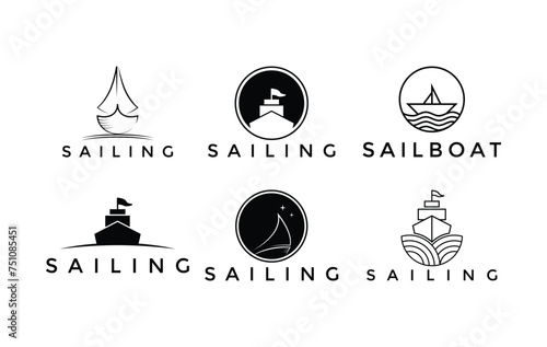 Set of sailboat logo design concept idea. Sailing logo design creative idea