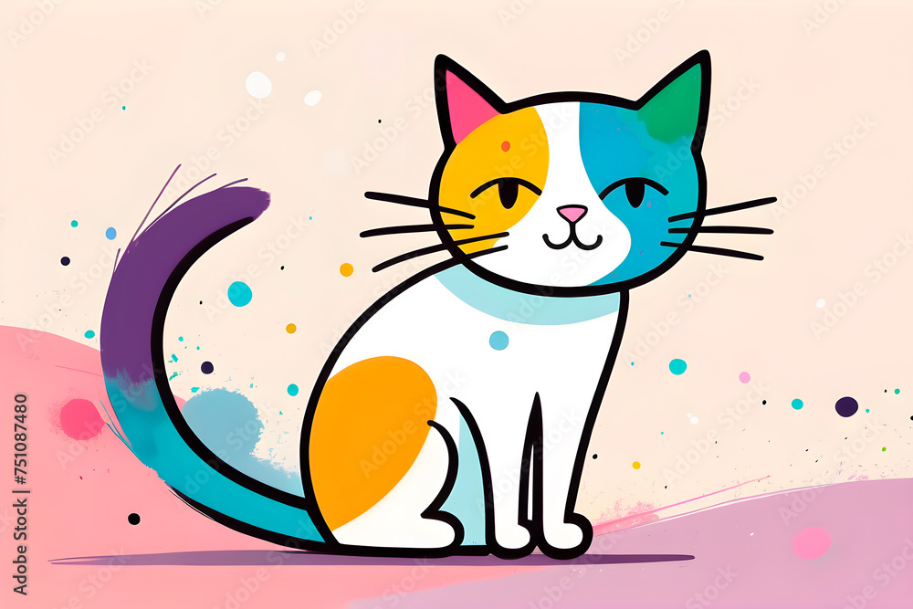 Colorful illustration cat Colorful illustration cat