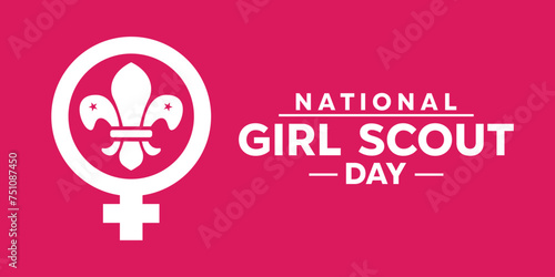 National Girl Scout Day. Great for Cards, banners, posters, social media and more. Pink background. 