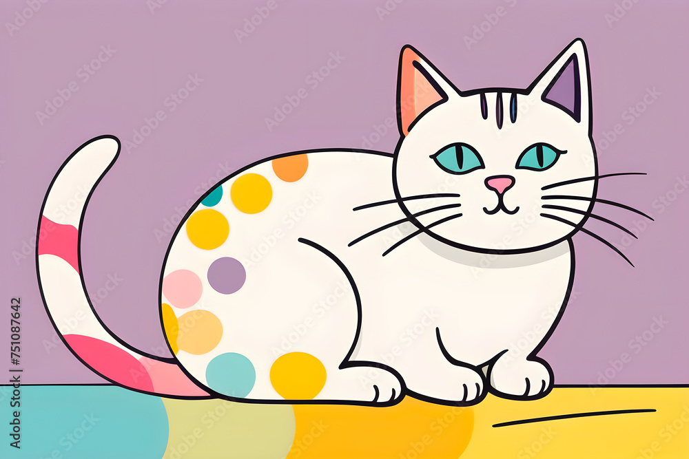 Colorful illustration cat Colorful illustration cat