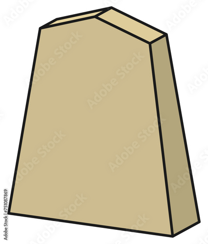 将棋の駒　無地　立体　主線