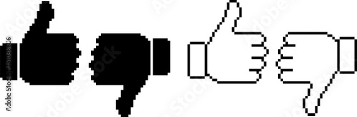 pixel art like dislike icon set