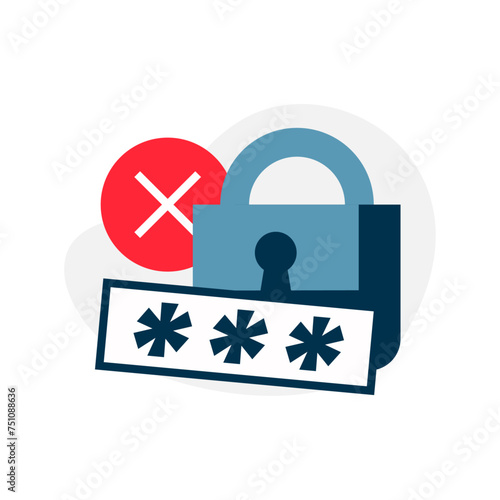 wrong, the password entered is incorrect concept illustration flat design vector. simple modern graphic element for ui, infographic, icon