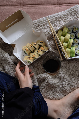 The girl ordered sushi for herself.