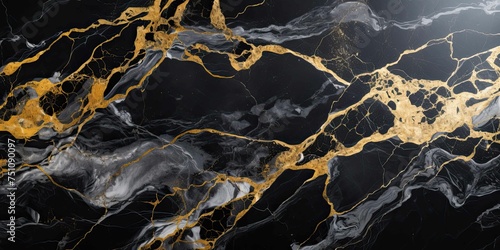 Black marble block texture with copper veins background