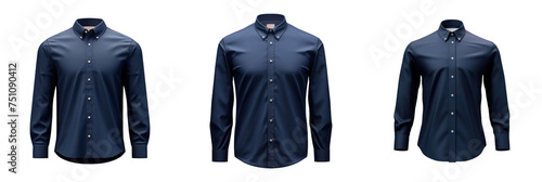 formal navy long shirt mockup, isolated on transparent background photo