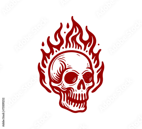 Fire Skull Vector Vintage Logo