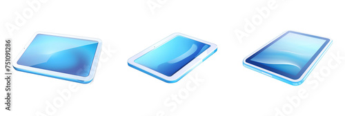 set of 3d tablet icon isolated on transparent background