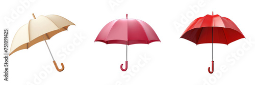 set of 3d umbrella icon isolated on transparent background