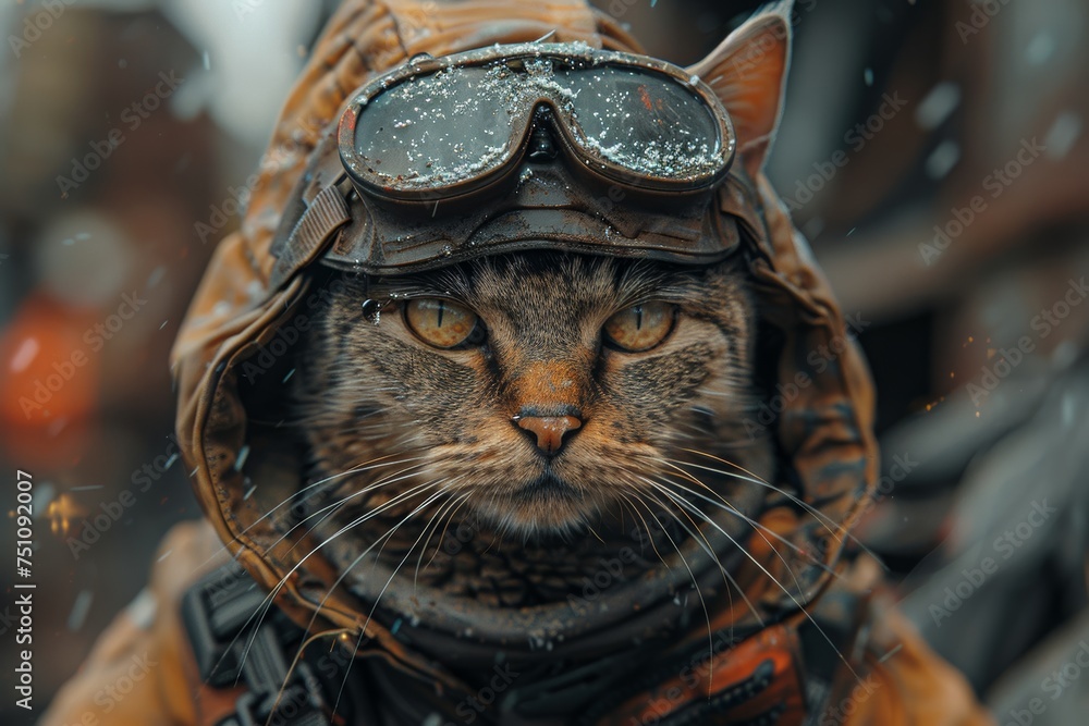 Fototapeta premium the regal charm of a cat donning a high society dress and suit, its dramatic style adding an air of aristocratic allure. Generative AI.