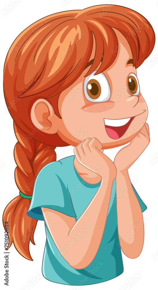 Vector illustration of a cheerful, young girl smiling. Vector illustration of a cheerful, young girl smiling.