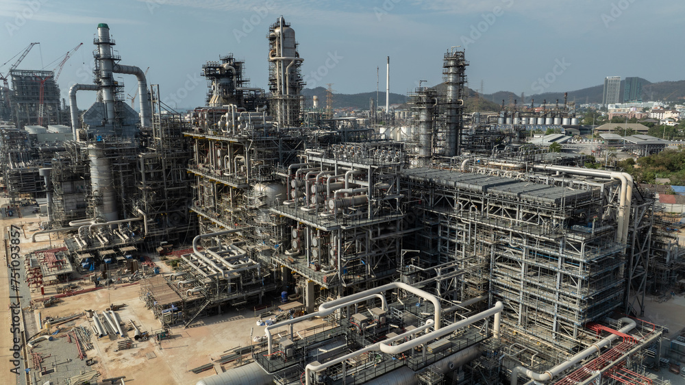 New Industrial Plant for Large-Scale project ,Oil and gas Refining construction site, aerial view, New Industrial Plant for Large-Scale project ,Oil and gas Refining construction site, aerial view,