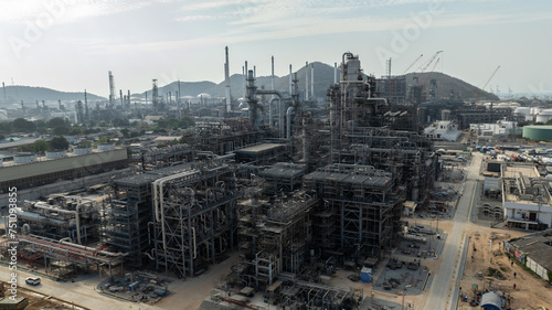 New Industrial Plant for Large-Scale project ,Oil  and gas Refining construction site, aerial view, © SHUTTER DIN