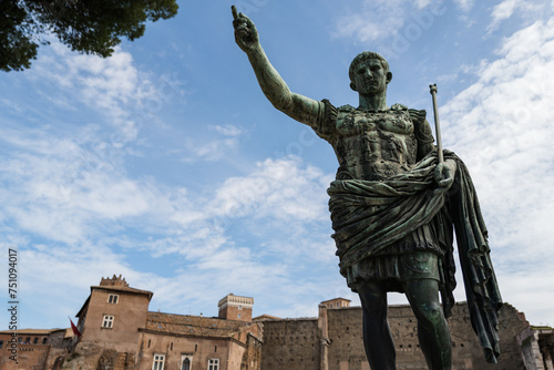 Bronze statue in the Trajan Forum of Rome photo