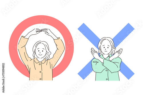 OK NG マル バツ 女性 イラスト