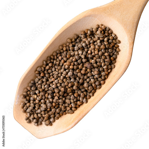 Perilla seed in wooden spoon