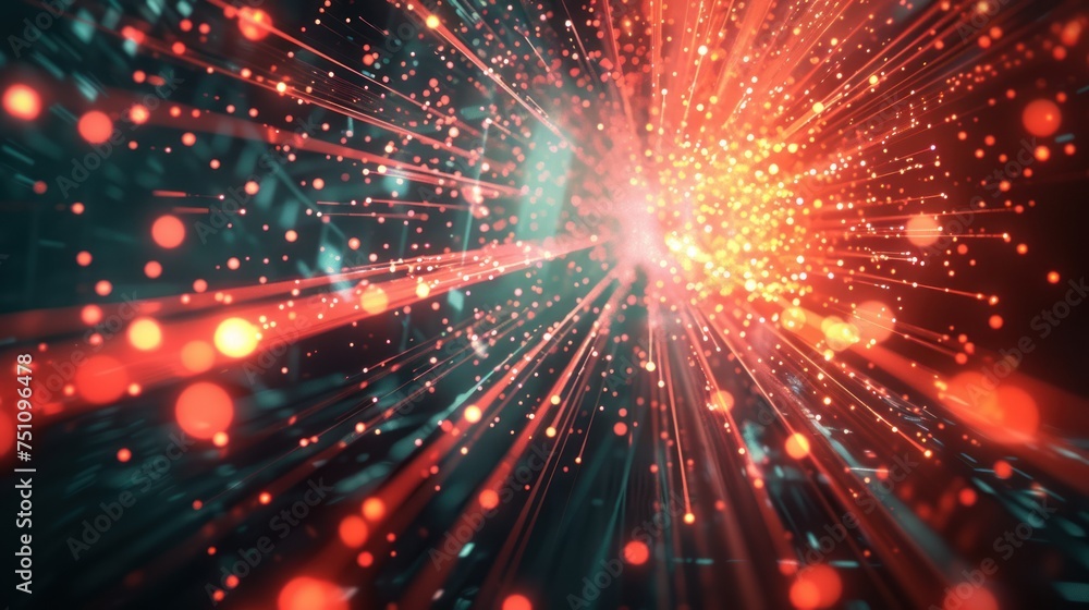 Naklejka premium Digital technology with light effects, technology, abstract technology, future data, innovation, internet network, big data, Ai, connecting dots