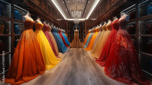 A boutique with colorful, stylish and elegant dresses for special occasions