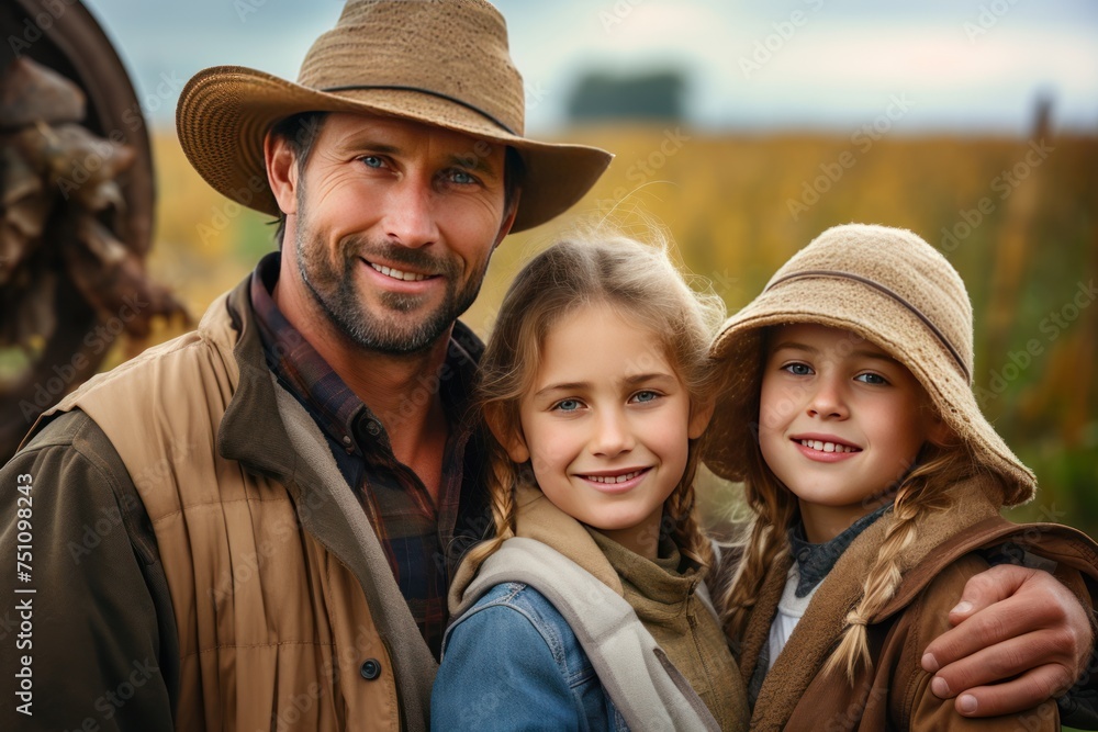 Farmer family working in a field or garden: shows warmth, unity and determination. Farmer family working in a field or garden: shows warmth, unity and determination.