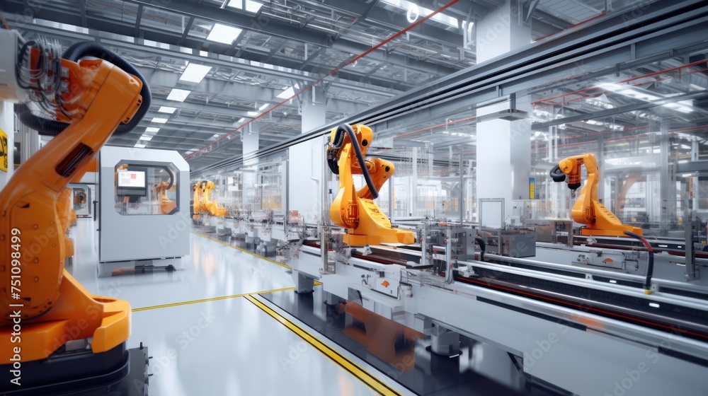 Robots in the smart factory It represents a factory that uses automation technology. Efficient and safe production Introduction of new technology in the manufacturing sector Robots in the smart factory It represents a factory that uses automation technology. Efficient and safe production Introduction of new technology in the manufacturing sector