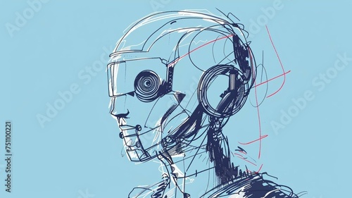 hand drawn sketch illustration of a robot