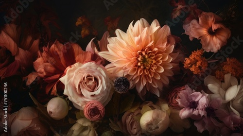 Beautiful fantasy vintage flower  digital background 