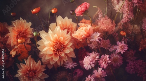 Beautiful fantasy vintage flower, digital background 