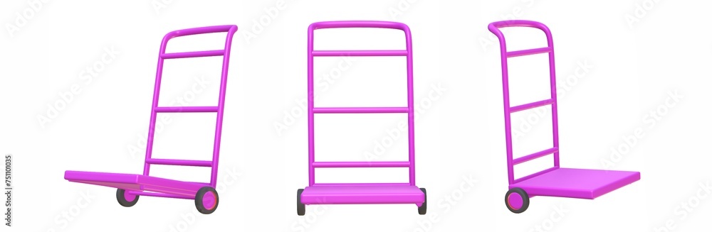 3d isolated empty hand truck collection set 3d isolated empty hand truck collection set