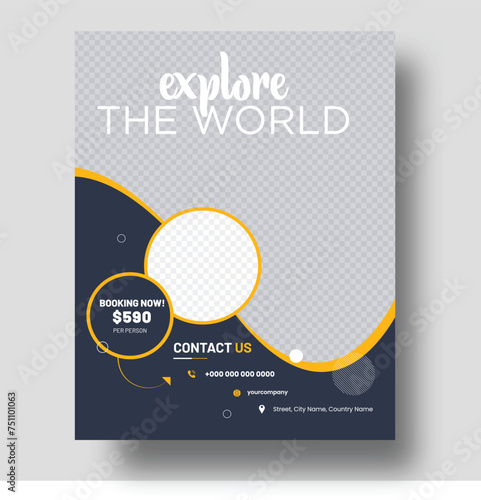 Travel Flyer, explore flyer, tour flyer and tour promotion flyer collection design template