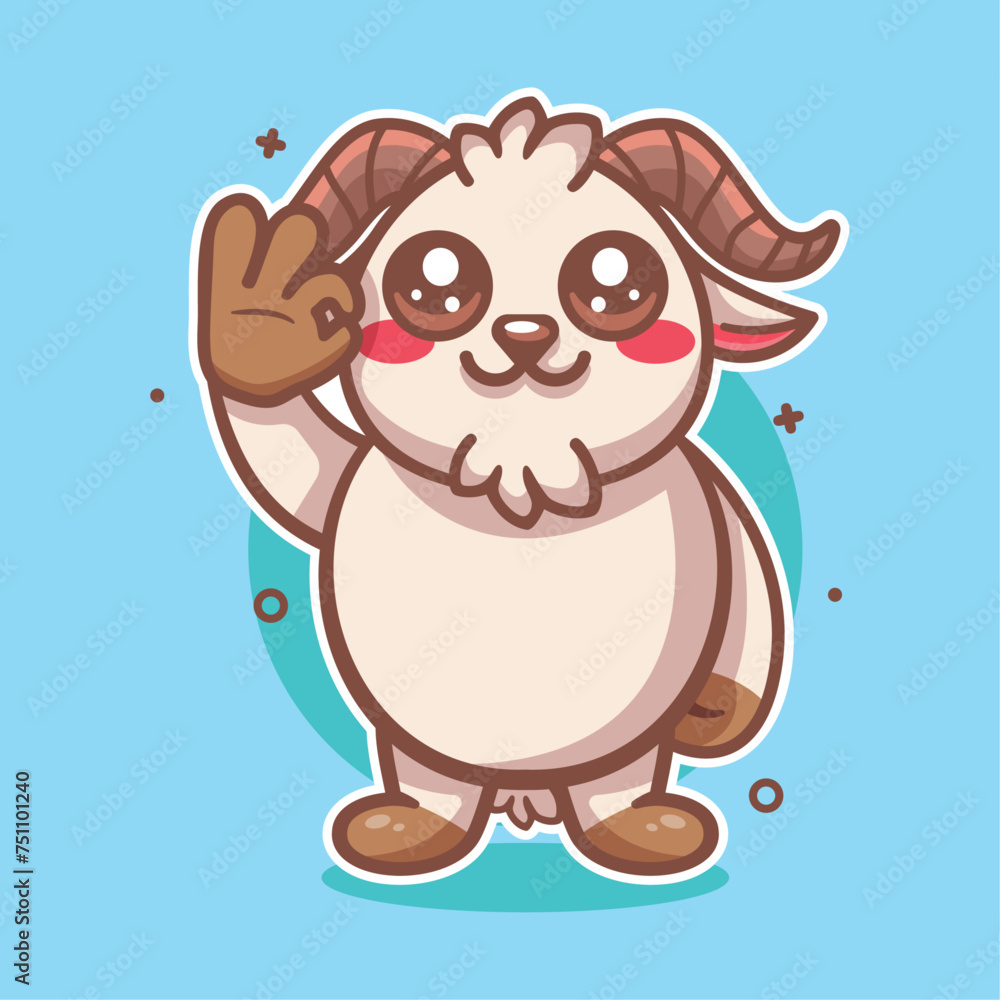 smiling goat animal character mascot with ok sign hand gesture isolated cartoon smiling goat animal character mascot with ok sign hand gesture isolated cartoon