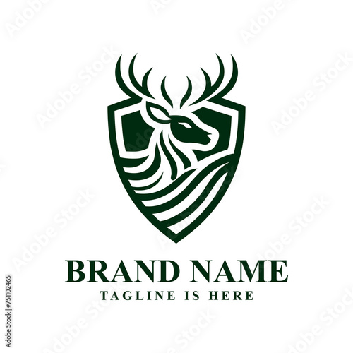 The shield-shaped deer logo signifies protection, grace, and strength, blending elegance with resilience in a symbol of guardianship.