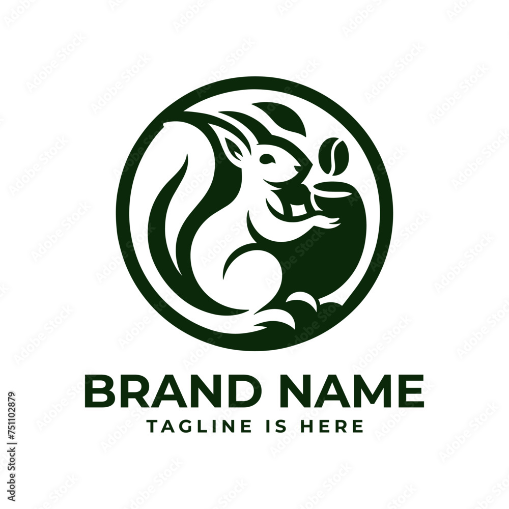 The squirrel logo holding coffee embodies energy, warmth, and playfulness, blending nature's charm with the comfort of a caffeine fix.