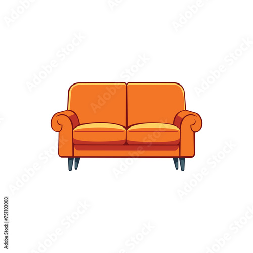 VECTOR ILLUSTRATION OF A ORANGE SOFA ISOLATED ON WHITE BACKGROUND