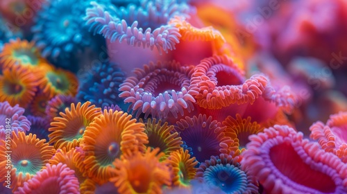 A snapshot of a vibrant coral polyp  the building block of a thriving underwater ecosystem.