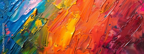 Vibrant oil painting strokes in a spectrum of colors, ideal for dynamic and energetic art backgrounds.
