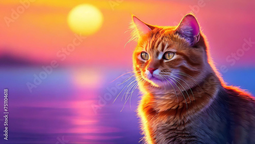 A serene and tranquil scene of a orange cat photo