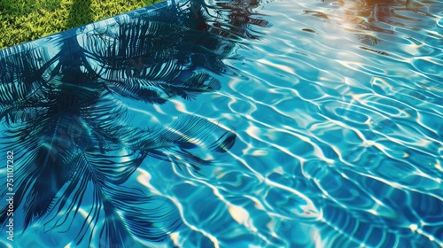 The swimming pool's electrical blue water. Generative Ai