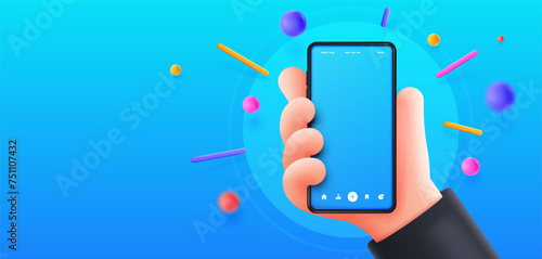 3D banner with phone vector