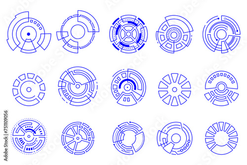 Circle futuristic interface technology hud vector design.	