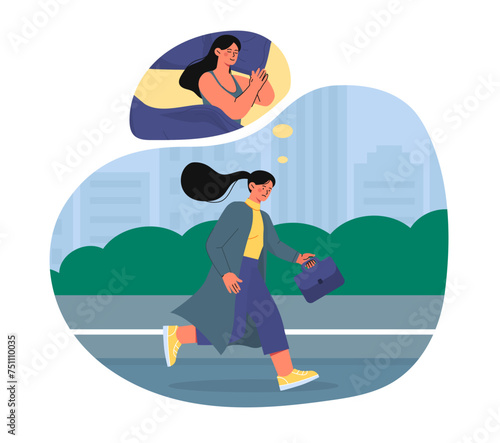 Woman dreams about sleep vector